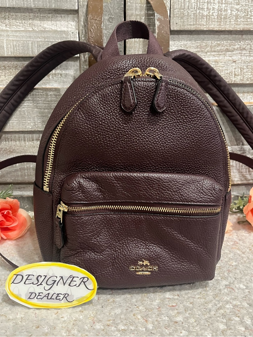COACH Charlie Mini Leather Backpack Dark Burgundy EUC! 38263 - Picture 3 of 11